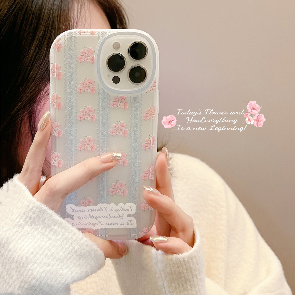 Beautiful Lace Floral Scrub case for iphone 15 14 13 12 11 Pro Max XR X XS 7 8 Plus Back Cover Shockproof Round Lens Phone Cases