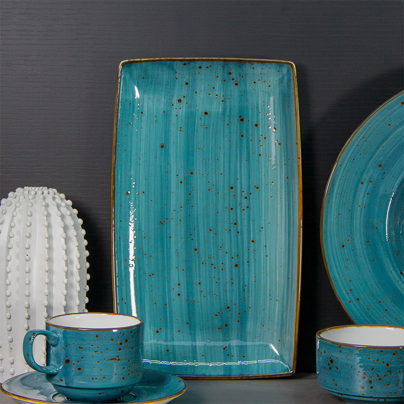 Handcrafted Speckled Glaze Ceramic Plates Bowls and Cups Set Tableware Multiple Models Crockery Restaurant Porcelain Dinnerware