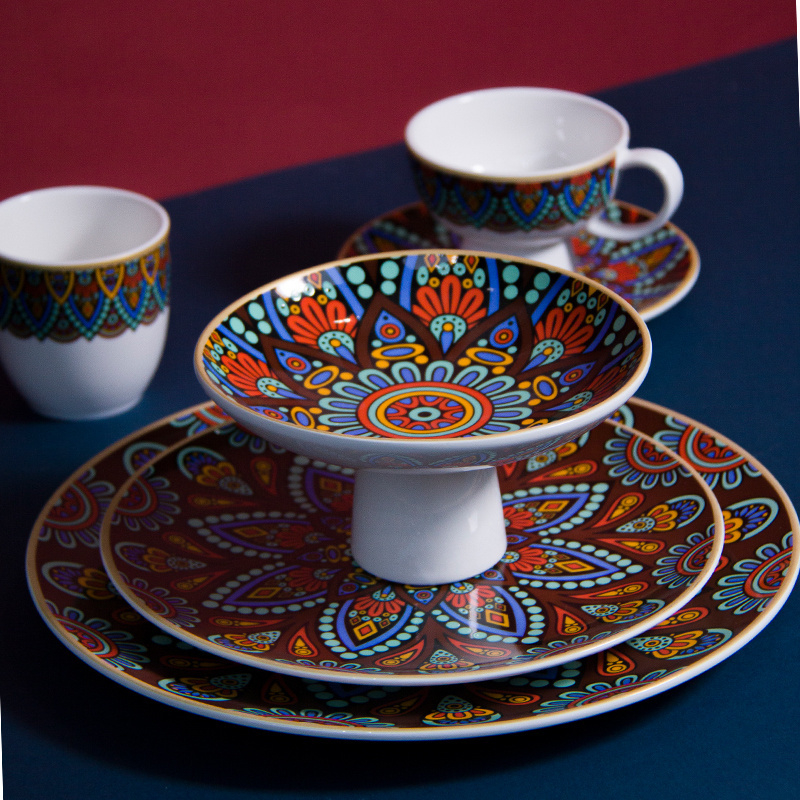 Bohemia Style Ceramic Dishes & Plates Multiple Models Dinnerware Sets Porcelain for Home Restaurant Tableware Bowls and Plates