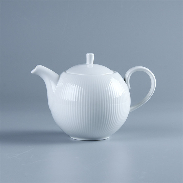 Restaurant Porcelain Embossed Tea Pot 850ml Ceramic Plain White Coffee Jug Coffee & Tea Sets