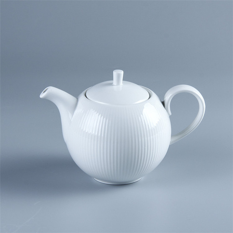 Restaurant Porcelain Embossed Tea Pot 850ml Ceramic Plain White Coffee Jug Coffee & Tea Sets