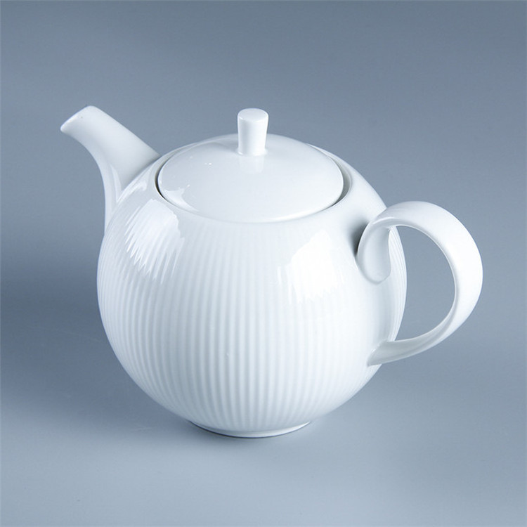 Restaurant Porcelain Embossed Tea Pot 850ml Ceramic Plain White Coffee Jug Coffee & Tea Sets