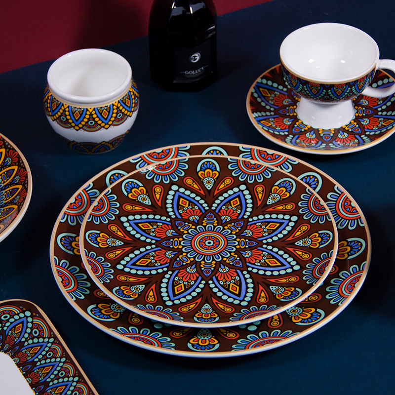 Bohemia Style Ceramic Dishes & Plates Multiple Models Dinnerware Sets Porcelain for Home Restaurant Tableware Bowls and Plates