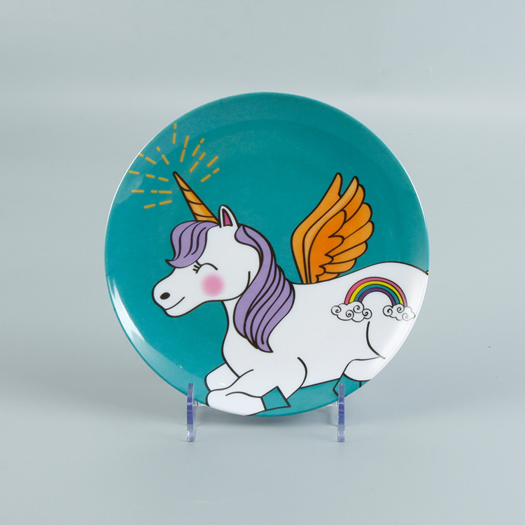 Customized design printed 100% melamine dishes round melamine children tableware 8.25in children plates