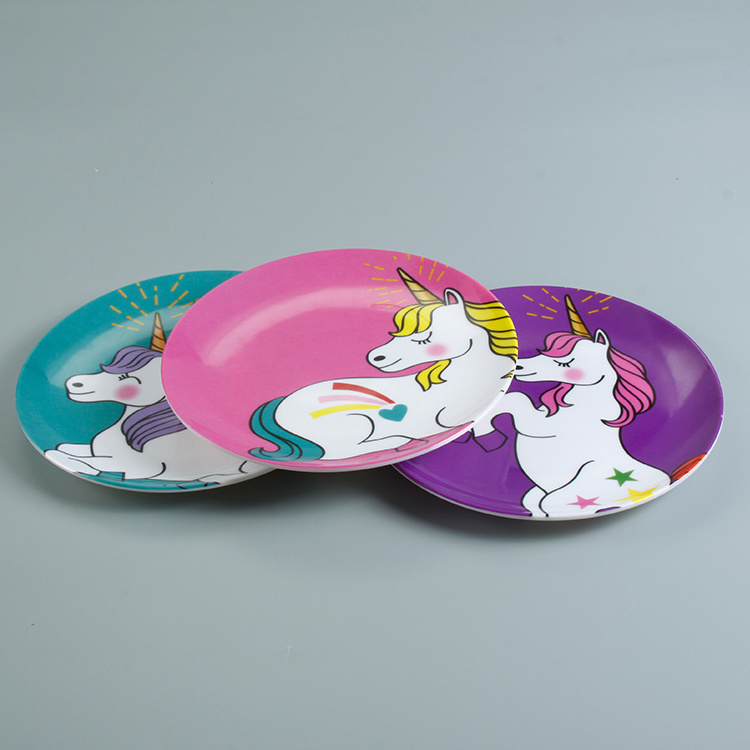 Customized design printed 100% melamine dishes round melamine children tableware 8.25in children plates