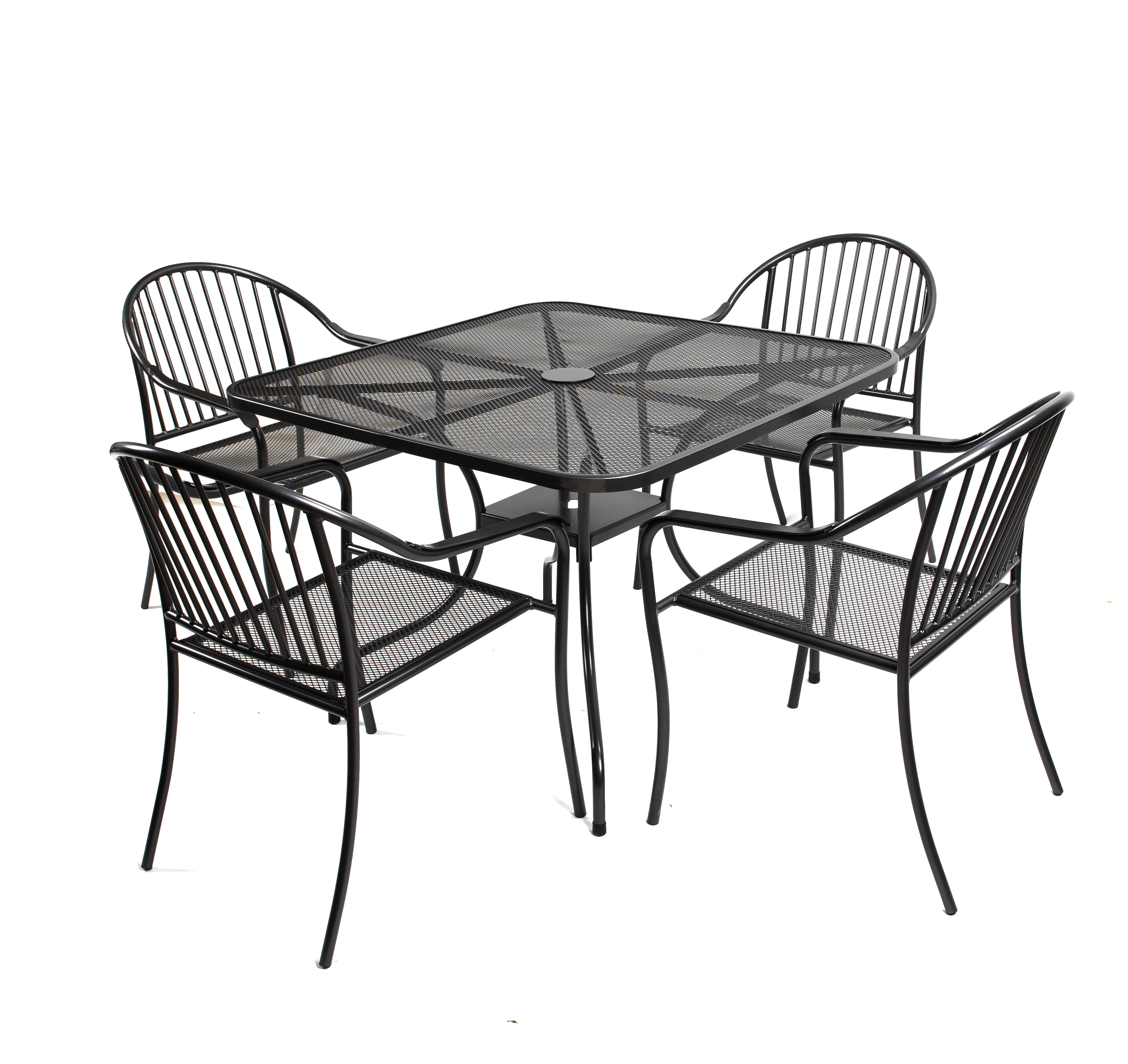 Outdoor Dining Table with Umbrella Hole for Outside Patio Meta Square, Black