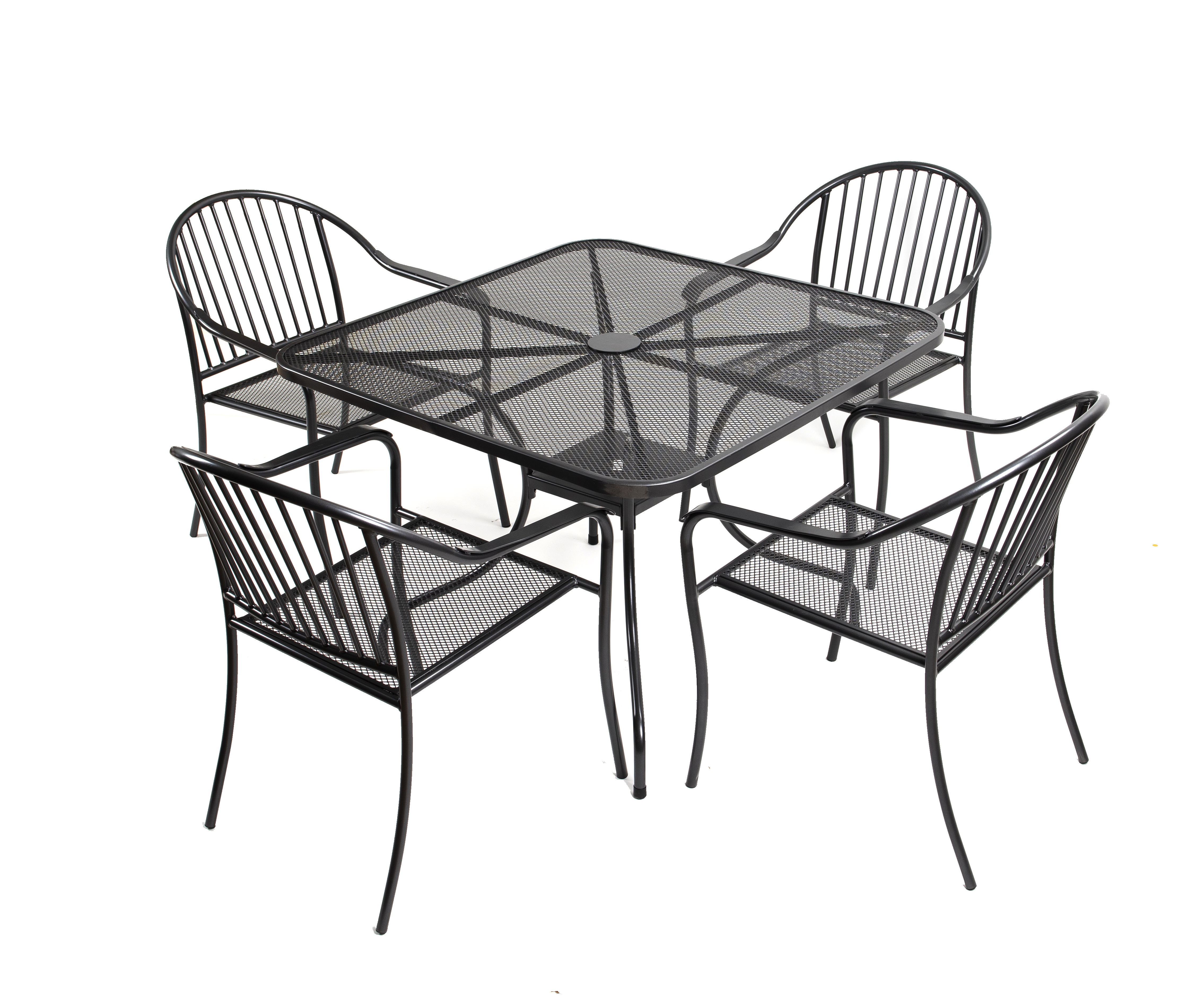 Outdoor Dining Table with Umbrella Hole for Outside Patio Meta Square, Black