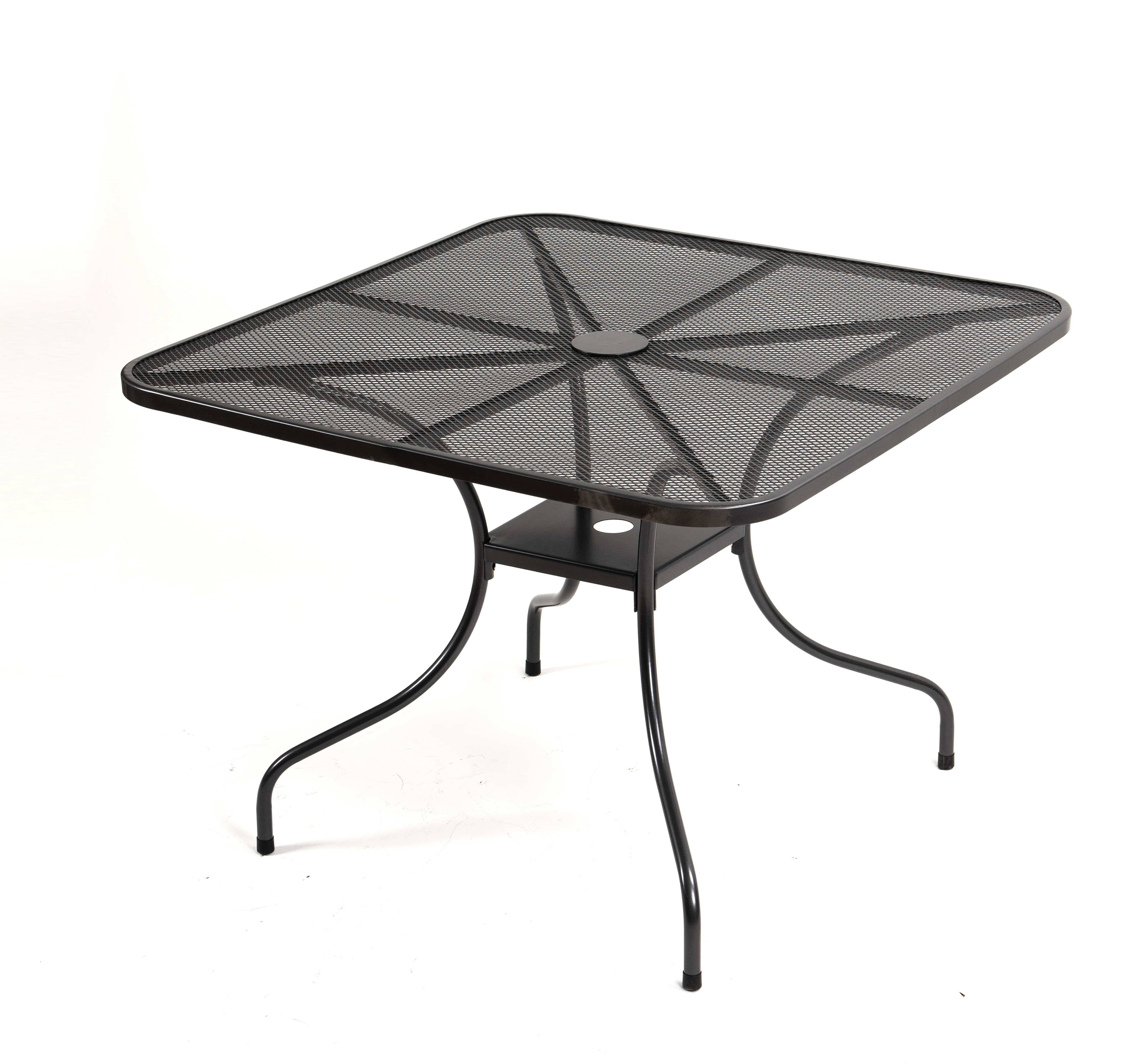 Outdoor Dining Table with Umbrella Hole for Outside Patio Meta Square, Black