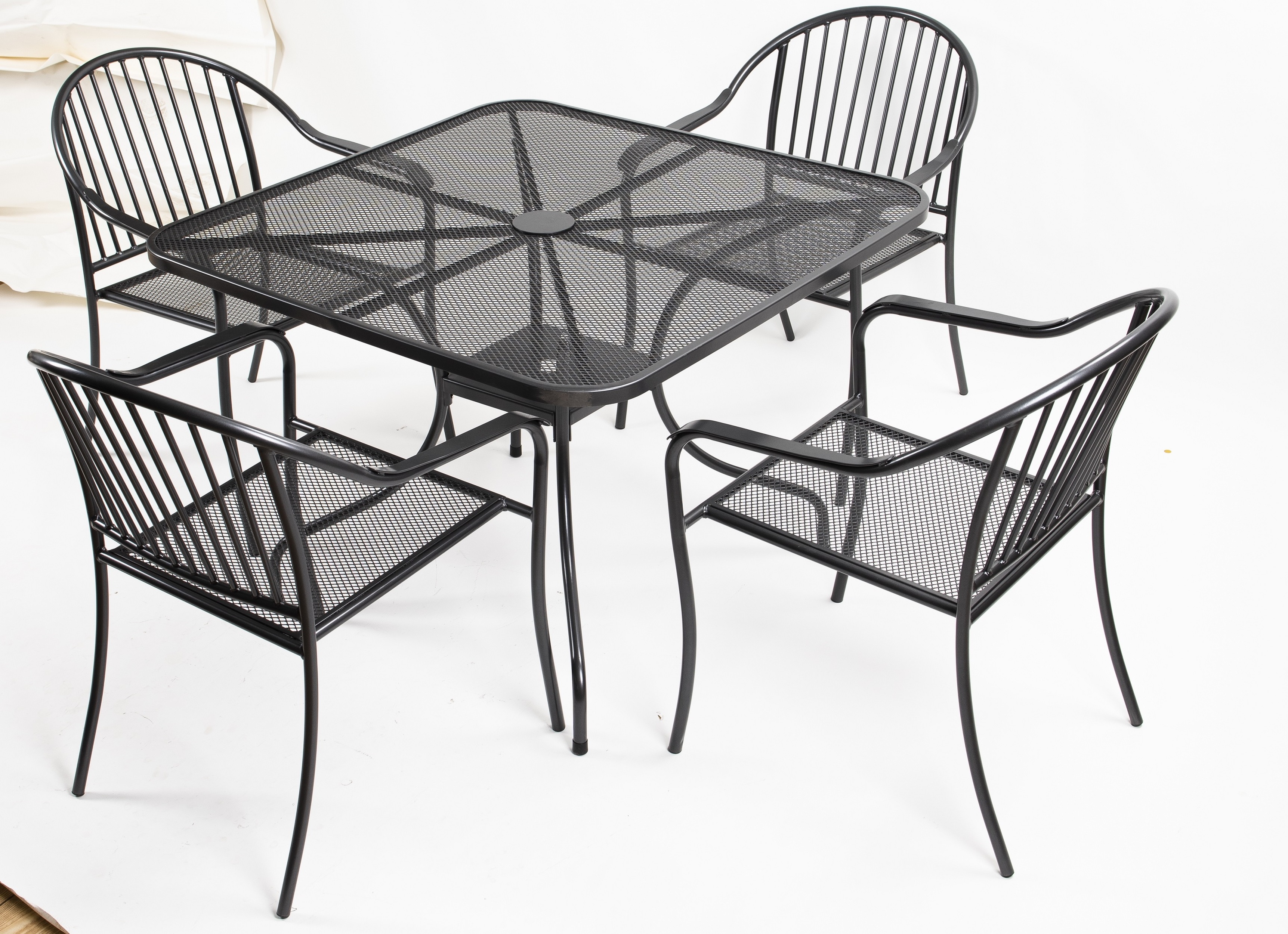 5 Piece Bistro Table Set Steel Frame Outdoor Furniture Weather Resistant Patio Table and Chairs with Umbrella Hole for Yard