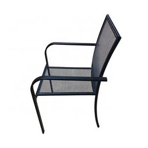 Home Outdoor Mesh Dining Chair / Garden Metal Chairs with Arms for Lawn, Backyard, Porch, Black