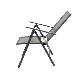 Patio Chairs Folding Lawn  Outdoor Sling Chairs 5 Level Adjustable Backrest Metal Frame Patio Dining Chairs for Camping