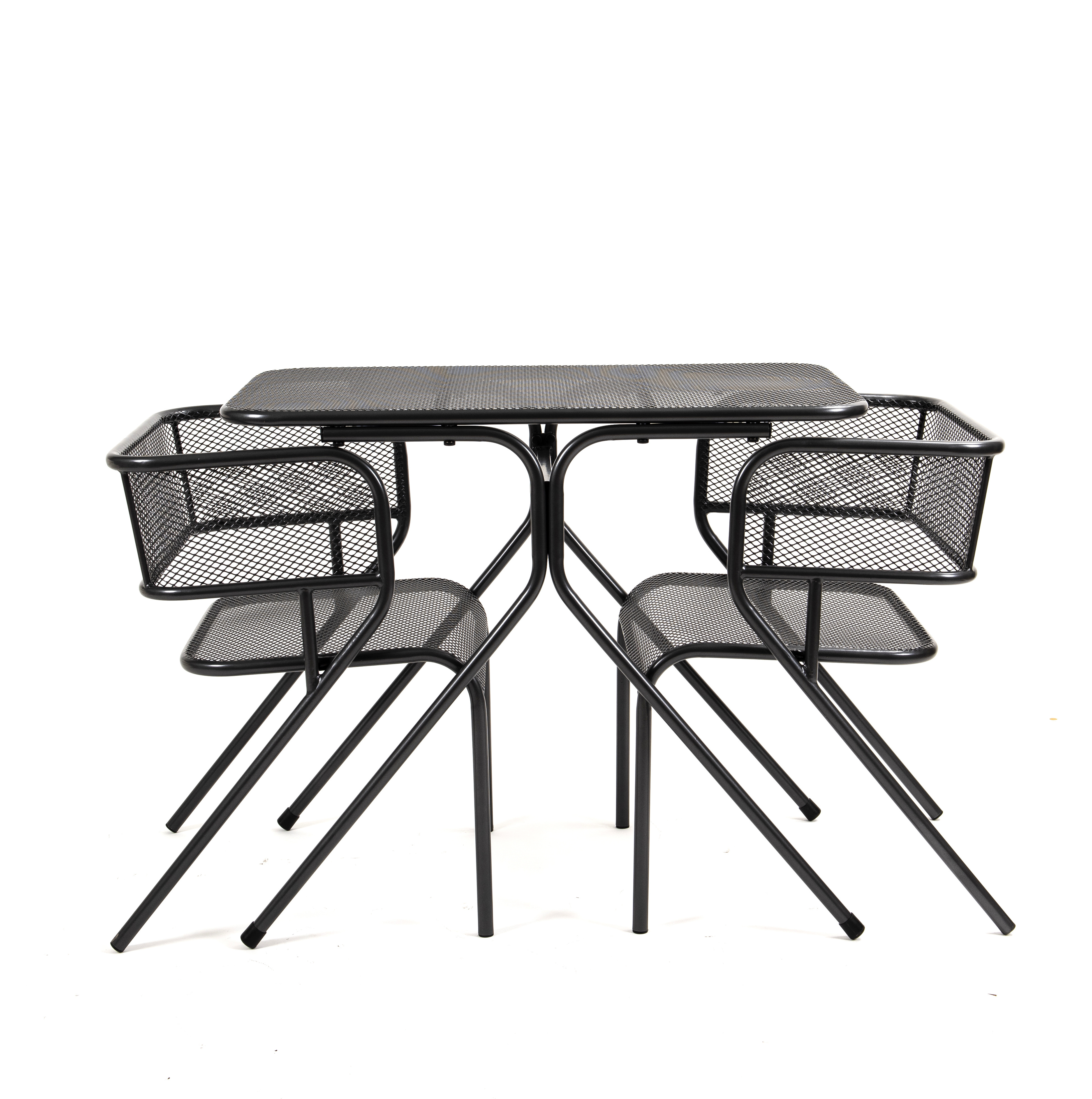 Garden Patio Bistro Sets 3 Piece Steel Frame Bistro Table and Chairs  Bistro Set of 2 for Patio Backyard Black with black Powder