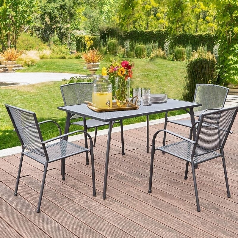 All-Weather Steel Frame Patio Dining Chairs  for Outdoor Lawn Garden Backyard Metal Mesh Iron Net Iron Mesh Powder Coating