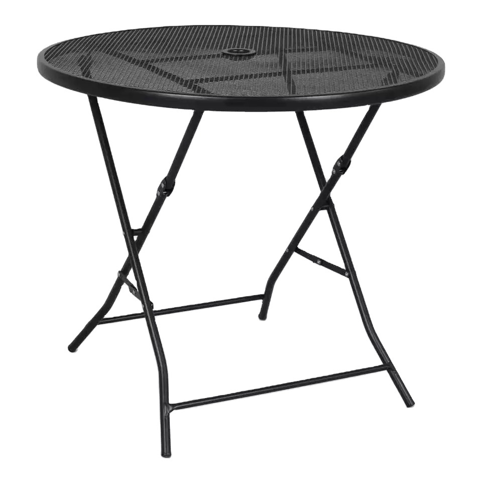 Grand Patio Steel Patio Side Table, Weather Resistant Outdoor Round End Table, Black