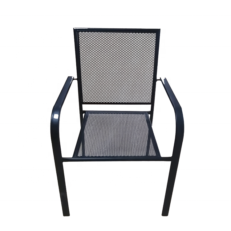 Home Outdoor Mesh Dining Chair / Garden Metal Chairs with Arms for Lawn, Backyard, Porch, Black