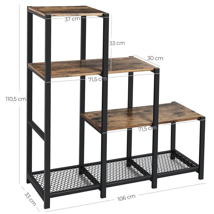 Tier Rack with Metal Mesh Shelves and Wood Seat, Mudroom Bench for Shoe Storage Rustic Bench for Hallway, Foyer, Doorway