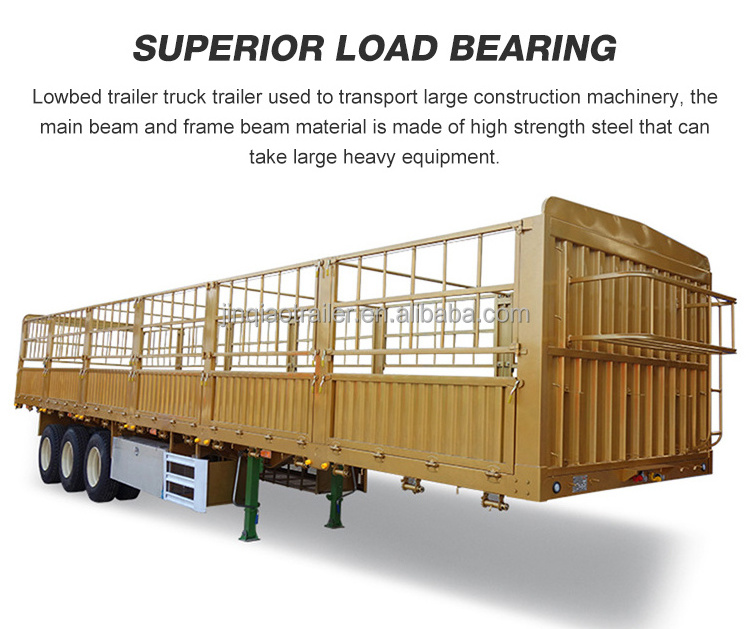 3 Axles 60Tons Sugar Cane Transport Trailer For Vietnam