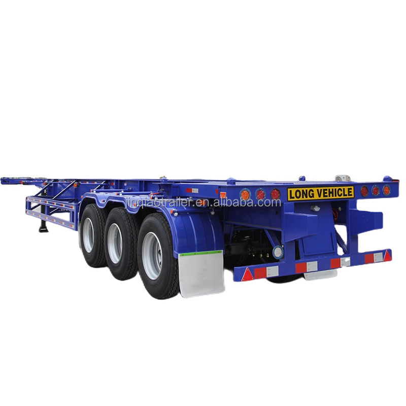 Tri-Axle Forty  Trailers 50 Tons 20FT 40FT 50FT 53 Foot Container Chassis Flatbed Semi Trucks Trailer For Sale