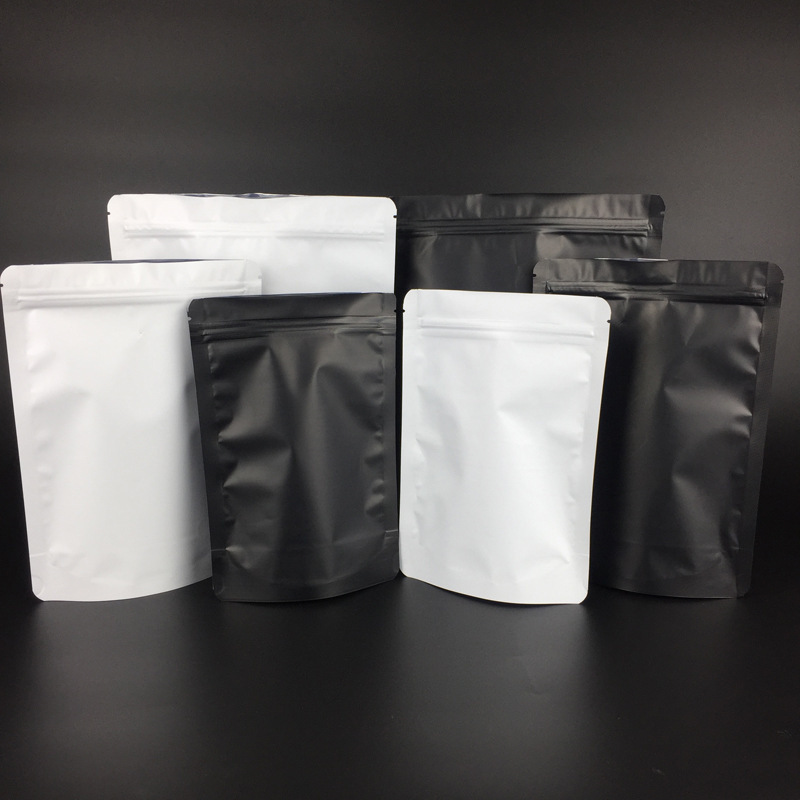 Stand-up Printed White Black Matt One Way Valve Ziplock Coffee Bean Bag Pouch packaging bags with valve