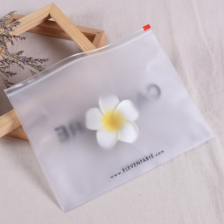 Zip Lock Biodegradable Custom Printed Logo Clear PVC Jewelry Frosted Plastic Bag T Shirt Packaging Zipper Bags for Clothing