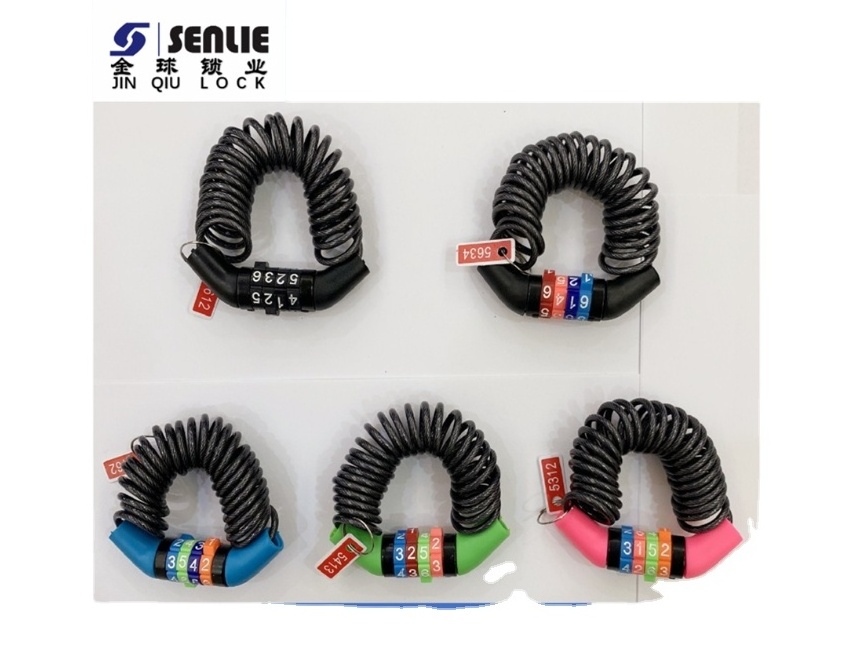 Helmet lock spiral loop cable  combination lock for motorcycle helmet and electric cycle helmet