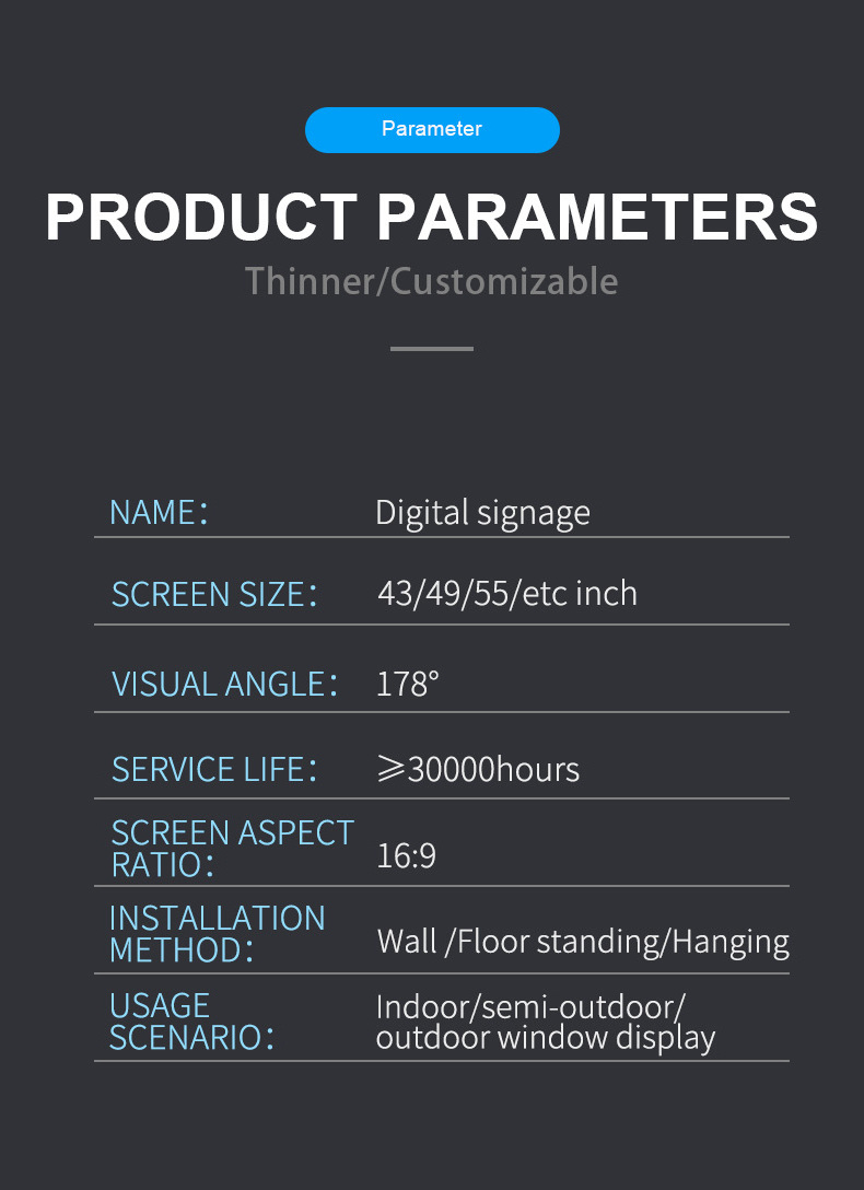 HD 4k 2500 nits 32 43 49 inch LCD android digital menu boards ad for restaurant