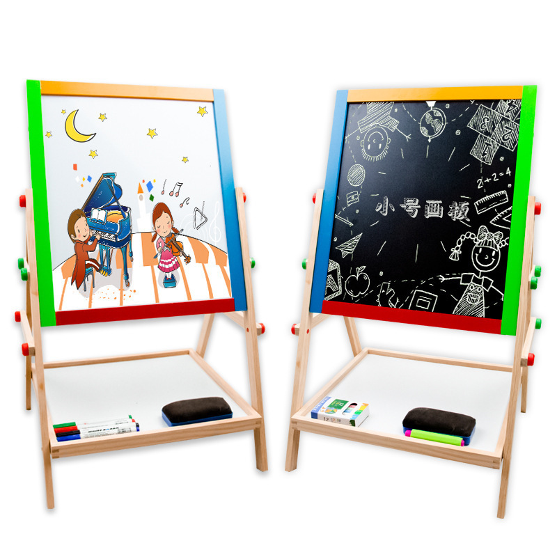 Multifunctional Raised or lowered double-sided wooden magnetic Children Painting Board