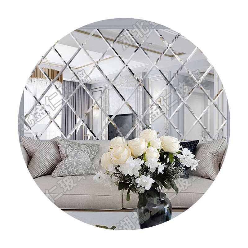 Customized all size beveled edges mirror tiles radial edges glass art spell mirror wall decoration