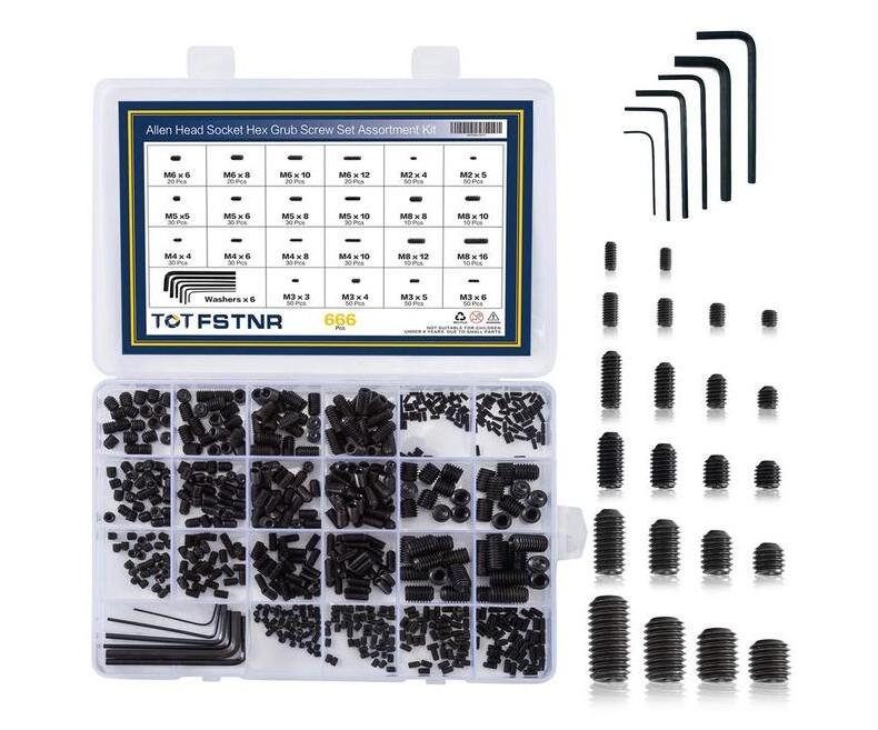 666Pcs Internal Hex Drive Cup-Point Screws Assortment Kit 22 Sizes M2/3/4/5/6/8 Set Screw Set for Door Handles Faucet Light