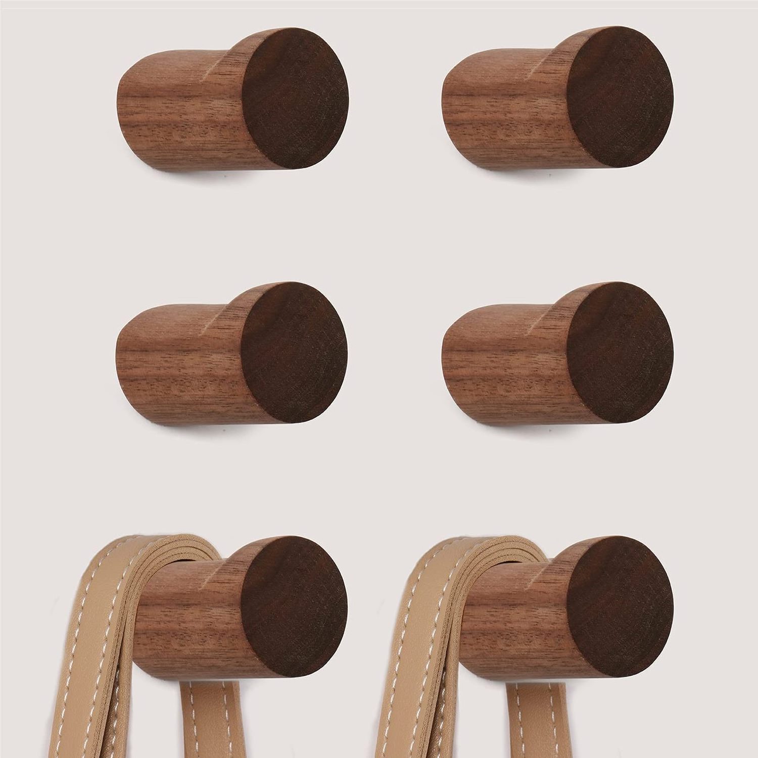 Natural Wooden Wall Hooks Wall-Mounted Wood Coat Hanger Modern Decorative Wooden Pegs for Entryway Wall