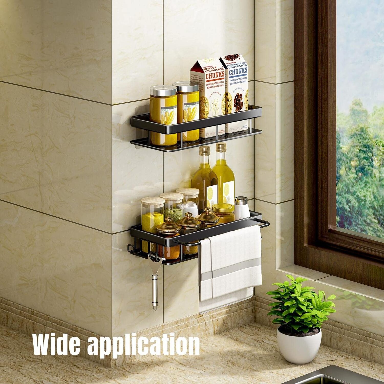 2024 Wholesale Two Layers Bathroom Shelves Wall-mounted Storage Rack Wall shower caddy Shelf for Bathroom