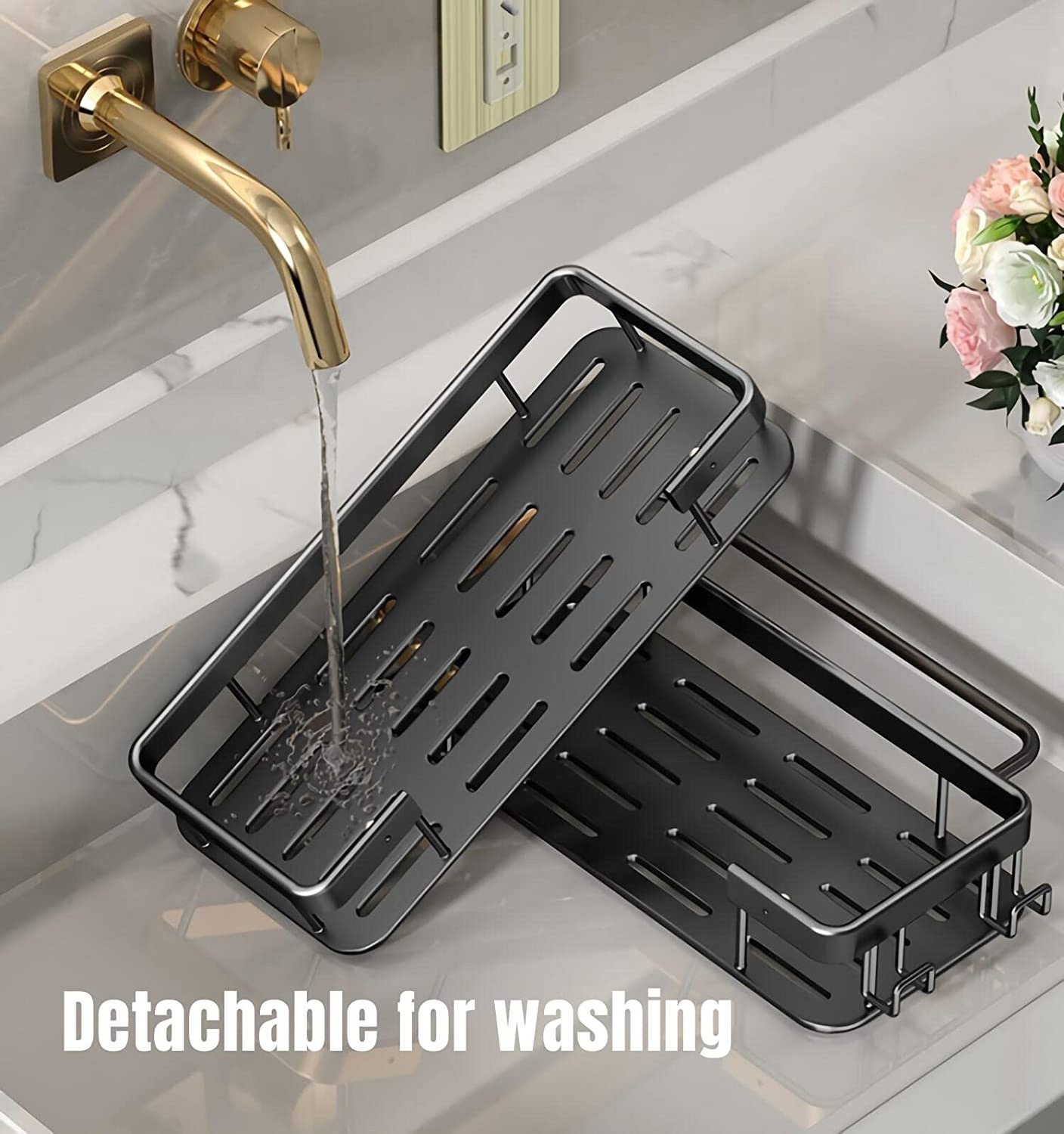 2024 Wholesale Two Layers Bathroom Shelves Wall-mounted Storage Rack Wall shower caddy Shelf for Bathroom