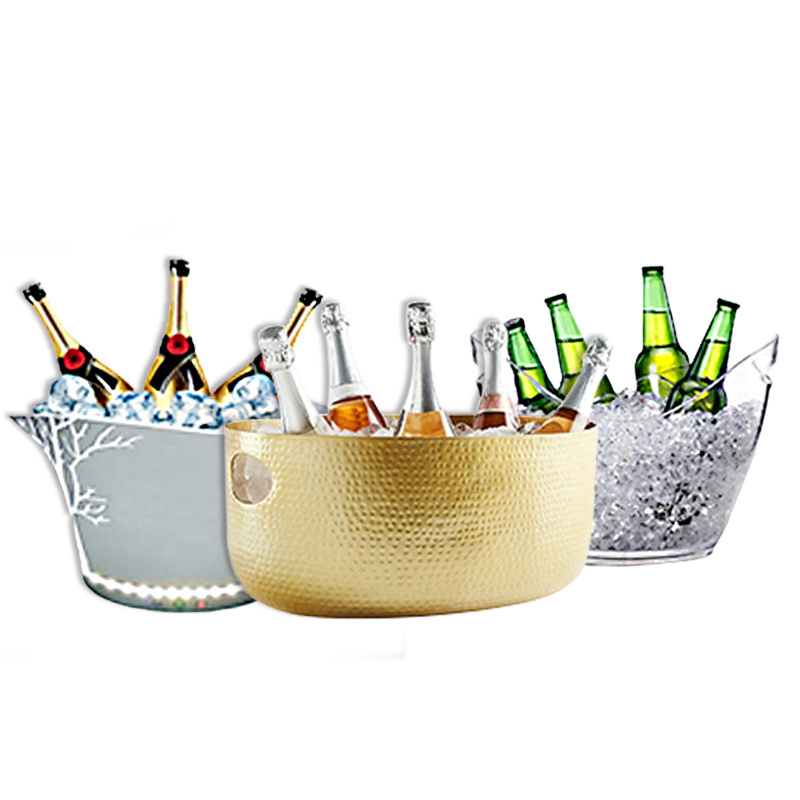 Wholesale Metal Stainless Steel Bar Tools Custom Logo Ice Cooler Bucket Champagne & Beer Large Ice Bucket