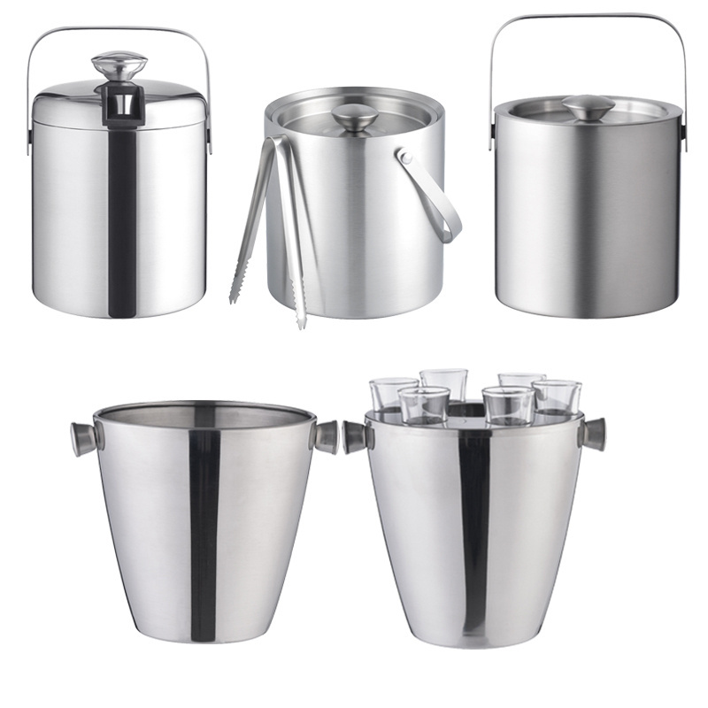 Wholesale Metal Stainless Steel Bar Tools Custom Logo Ice Cooler Bucket Champagne & Beer Large Ice Bucket