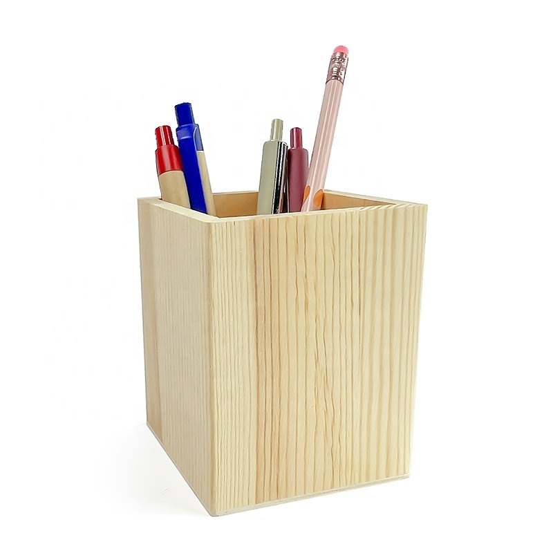 Wholesale Custom High Quality Multi-function Office Desktop Pencil Organizer  Wooden Pen Holder for School