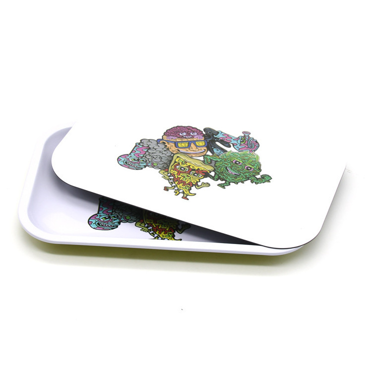 Custom Blank Sublimation Smoking Metal Rolling Serving Tray With Magnetic Lid