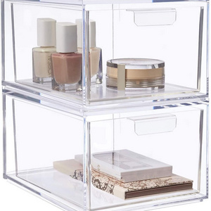 Acrylic Stackable Cosmetic Organizer Drawers Clear Plastic Storage Bins For Vanity Organization and Storage