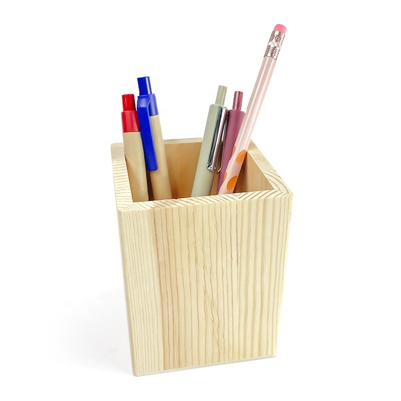 Wholesale Custom High Quality Multi-function Office Desktop Pencil Organizer  Wooden Pen Holder for School