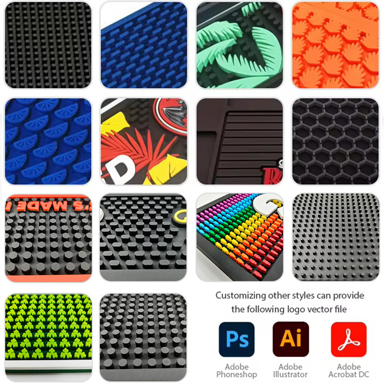 Custom Pattern  2cm Thickness PVC Rubber Non-Slip Bar Mat Large Capacity Water Storage for Easy Cleaning of Home Bar Mat