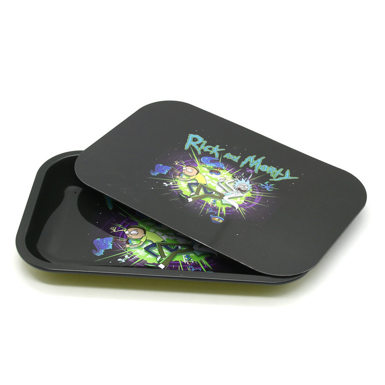 Custom Blank Sublimation Smoking Metal Rolling Serving Tray With Magnetic Lid