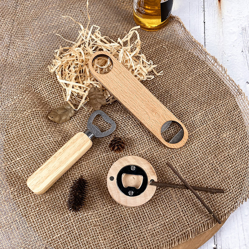 Round Wood Opener Wood Bottle Opener with Magnet Bottle Openers for Beer