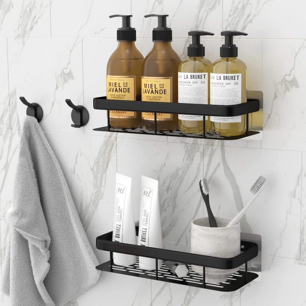 Luxury Home Kitchen Organized Adhesive Bathroom Wall Shelf Shower Caddy shelves for Bathroom ,Toilet Rack Storage