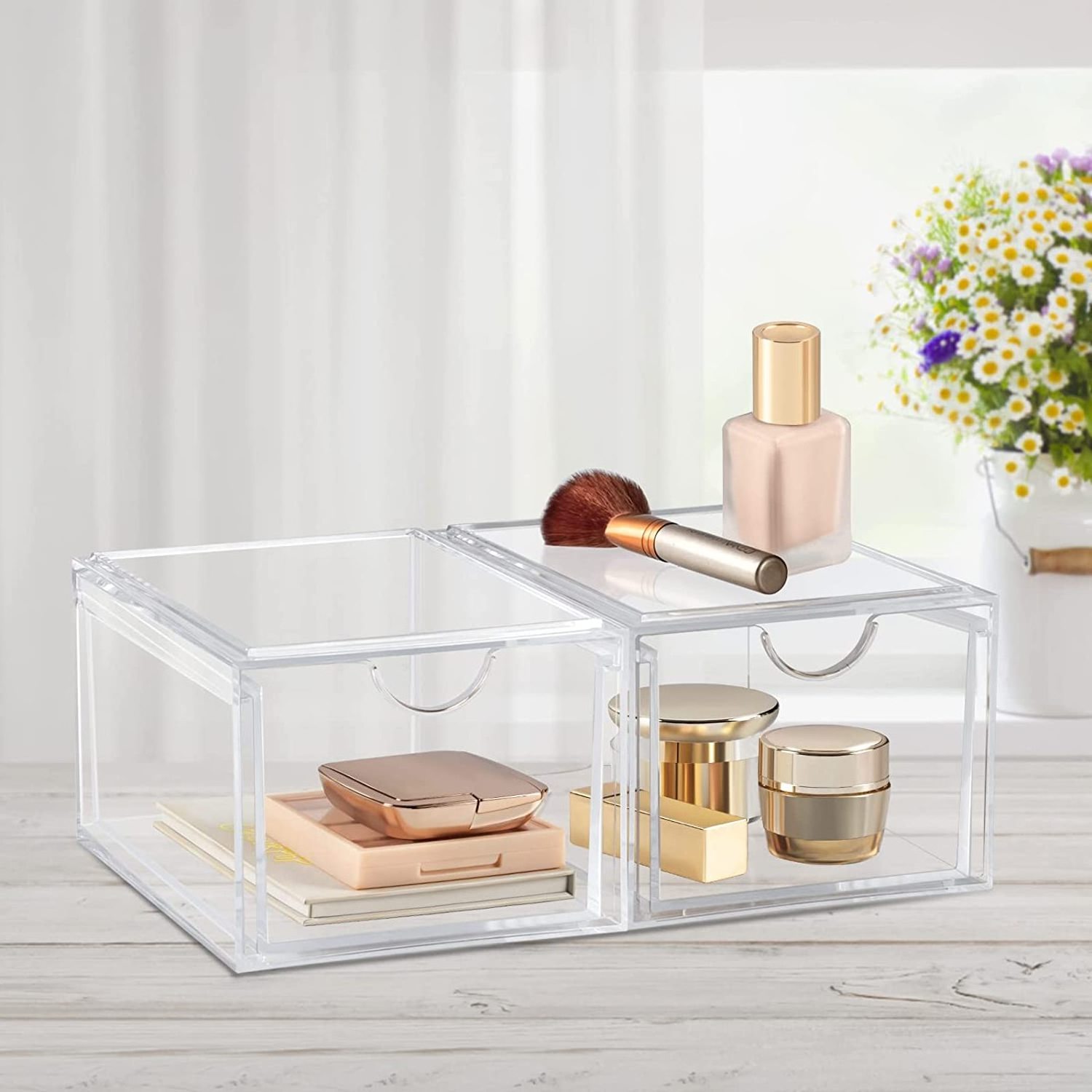 Acrylic Stackable Cosmetic Organizer Drawers Clear Plastic Storage Bins For Vanity Organization and Storage