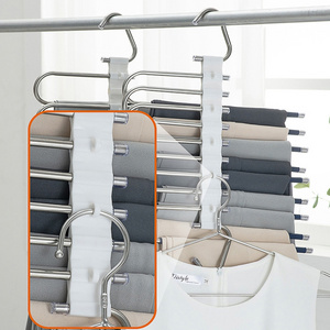 5 Layers Magic multylier jeans hangers Space Saving Tank Top Hanger Portable folding Metal Pant Hanger