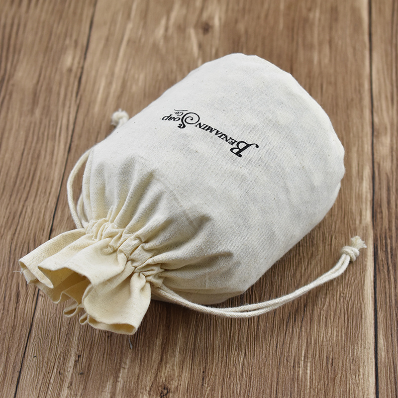 Recyclable Biodegrada Custom Round Bottom Printed Eco-Friendly Cotton Fabric  Muslin Drawstring Bag For Candle Packing Bag