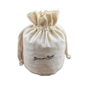 Recyclable Biodegrada Custom Round Bottom Printed Eco-Friendly Cotton Fabric  Muslin Drawstring Bag For Candle Packing Bag