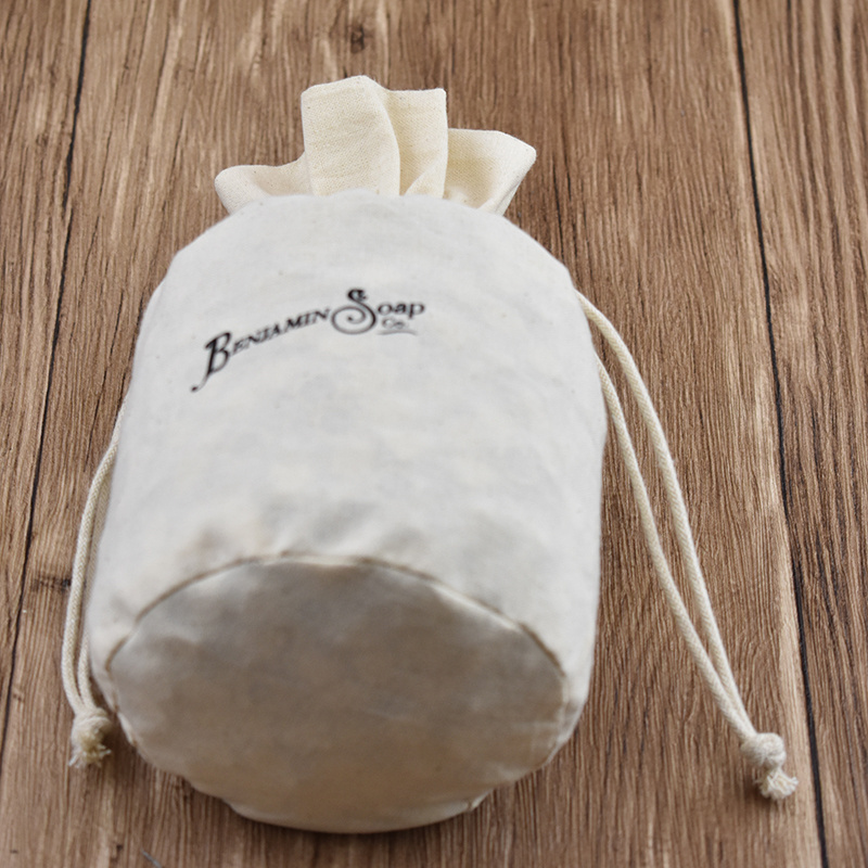 Recyclable Biodegrada Custom Round Bottom Printed Eco-Friendly Cotton Fabric  Muslin Drawstring Bag For Candle Packing Bag