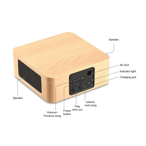 Wood Portable Super Hifi Bass Loud Wood Subwoofer Home Audio Wireless BT Speaker With FM Radio TF Card