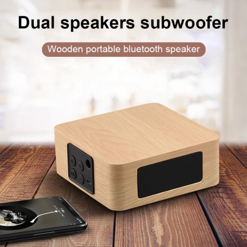 Wood Portable Super Hifi Bass Loud Wood Subwoofer Home Audio Wireless BT Speaker With FM Radio TF Card