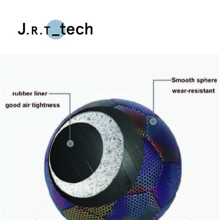 JRT Glowing in the dark Reflective Official light up holographic leather Soccer Ball